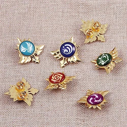 SONGCHANGJEWELRY Vision Brooch Pins (Anemo) | Unisex Zinc Brooch with Gold Stone, Glossy Finish thumbnail 3