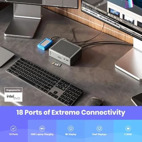 CalDigit TS4 Thunderbolt 4 Dock 18 Ports | 98W Charging, Dual 6K Displays, 2.5GbE LAN, Space Gray, 0.8m Certified Cable thumbnail 4