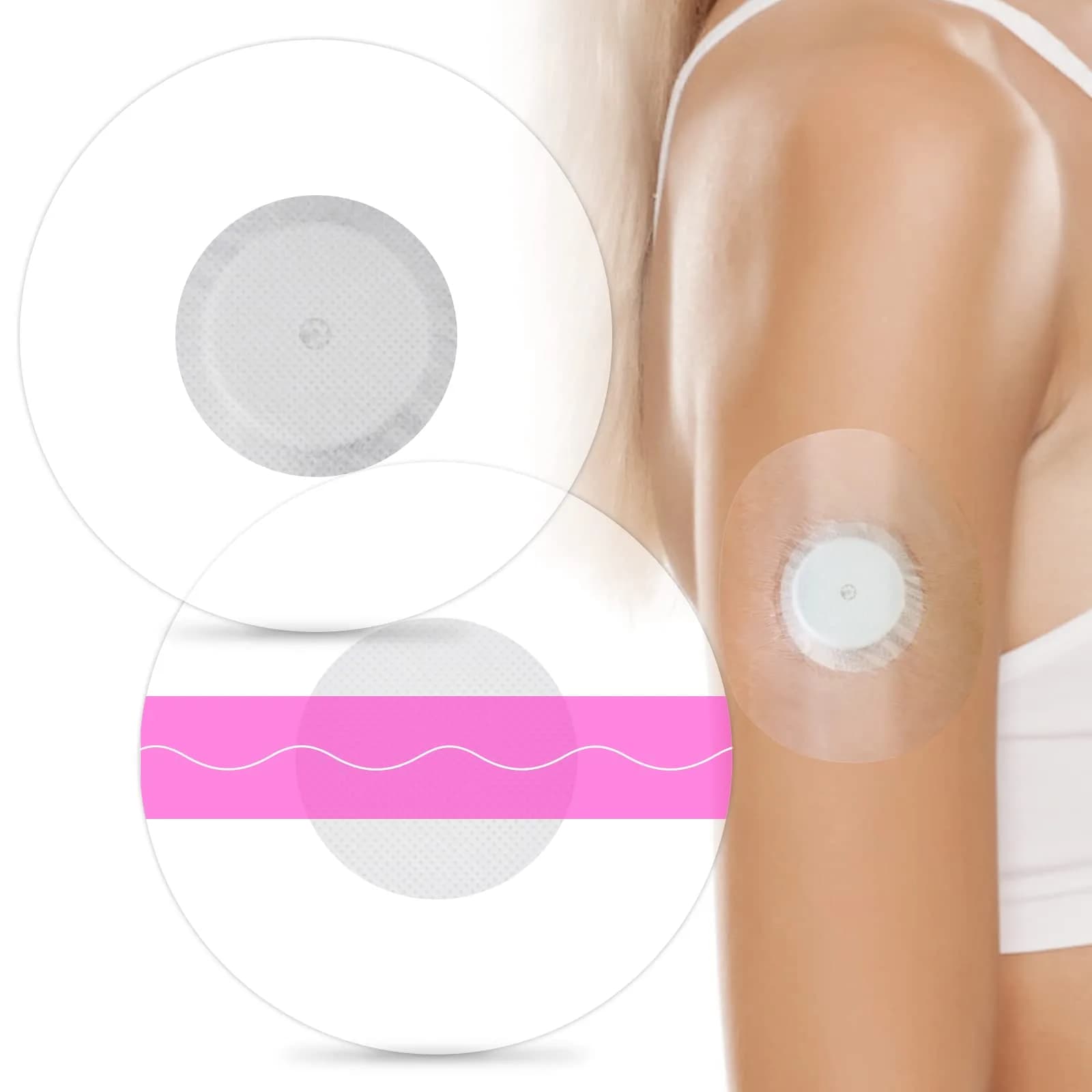 HONYOU Libre Sensor Covers 60-Pack | Waterproof, Hypoallergenic Adhesive Patches for Libre 2/3 — Pink / 60Pcs for Libre 2
