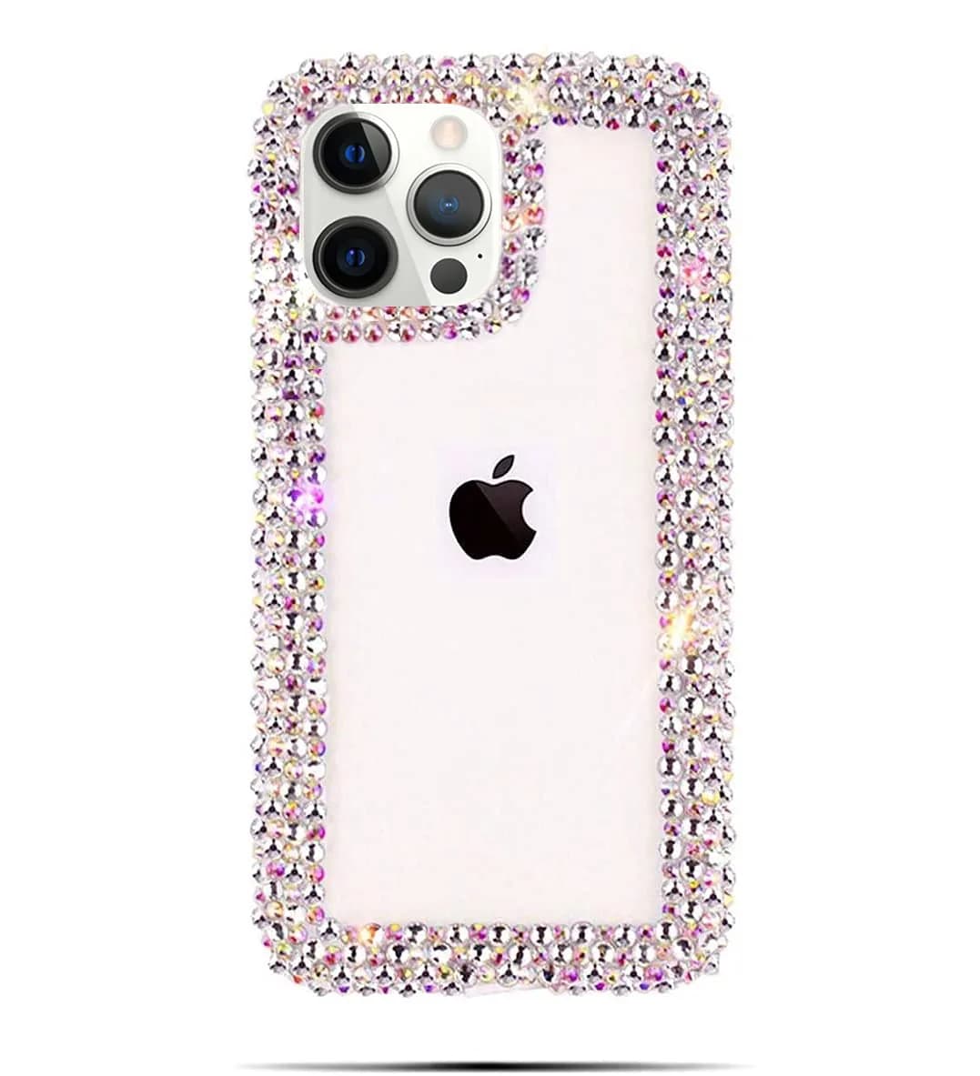 Bonitec Compatible with iPhone 13 Pro Max Case for Women Girls 3D Glitter Sparkle Bling Case Luxury Shiny Cute Crystal Rhinestone Bumper Clear — Clear