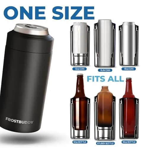 Frost Buddy Universal Can Cooler - 12oz/16oz Slim & Regular Cans, Bottles | Fits 5 Sizes, Keeps Drinks Cold 24 Hrs thumbnail 2