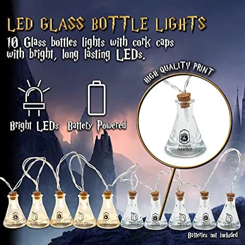Harry Potter Fairy Lights Potion Bottle Hanging String Lights 10 LED 5ft | Magical Indoor Decor thumbnail 6