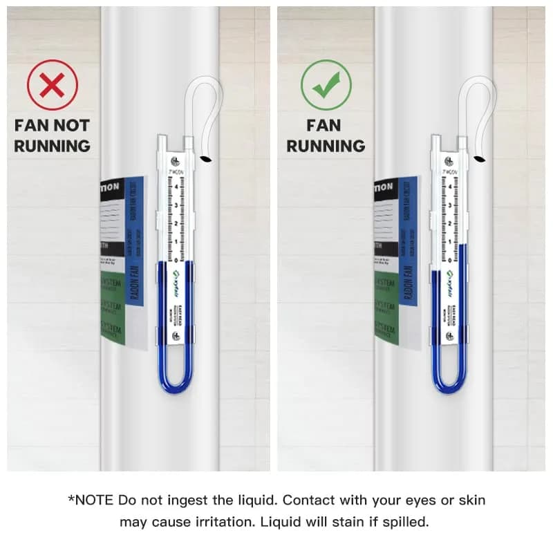 XYF Air Easy Read Manometer U-Tube Pressure Indicator 0-4.5" WC (Blue) | Differential U-Tube Manometer for Radon Systems thumbnail 5
