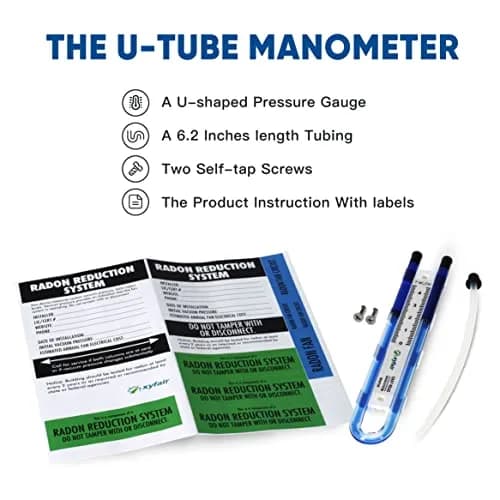 XYF Air Easy Read Manometer U-Tube Pressure Indicator 0-4.5" WC (Blue) | Differential U-Tube Manometer for Radon Systems thumbnail 2