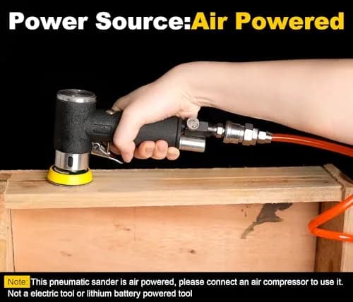 SI FANG Mini Air Sander 1" 2" 3" Pneumatic Random Orbital Polisher Kit | 15000 RPM Dual Action Air Sander with 51PCS Sanding Discs & Pads thumbnail 3