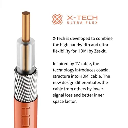 Zeskit X-Tech Ultra High Speed HDMI Cable 1.5m (5ft) Black | 48Gbps 8K60 4K120 Certified thumbnail 3