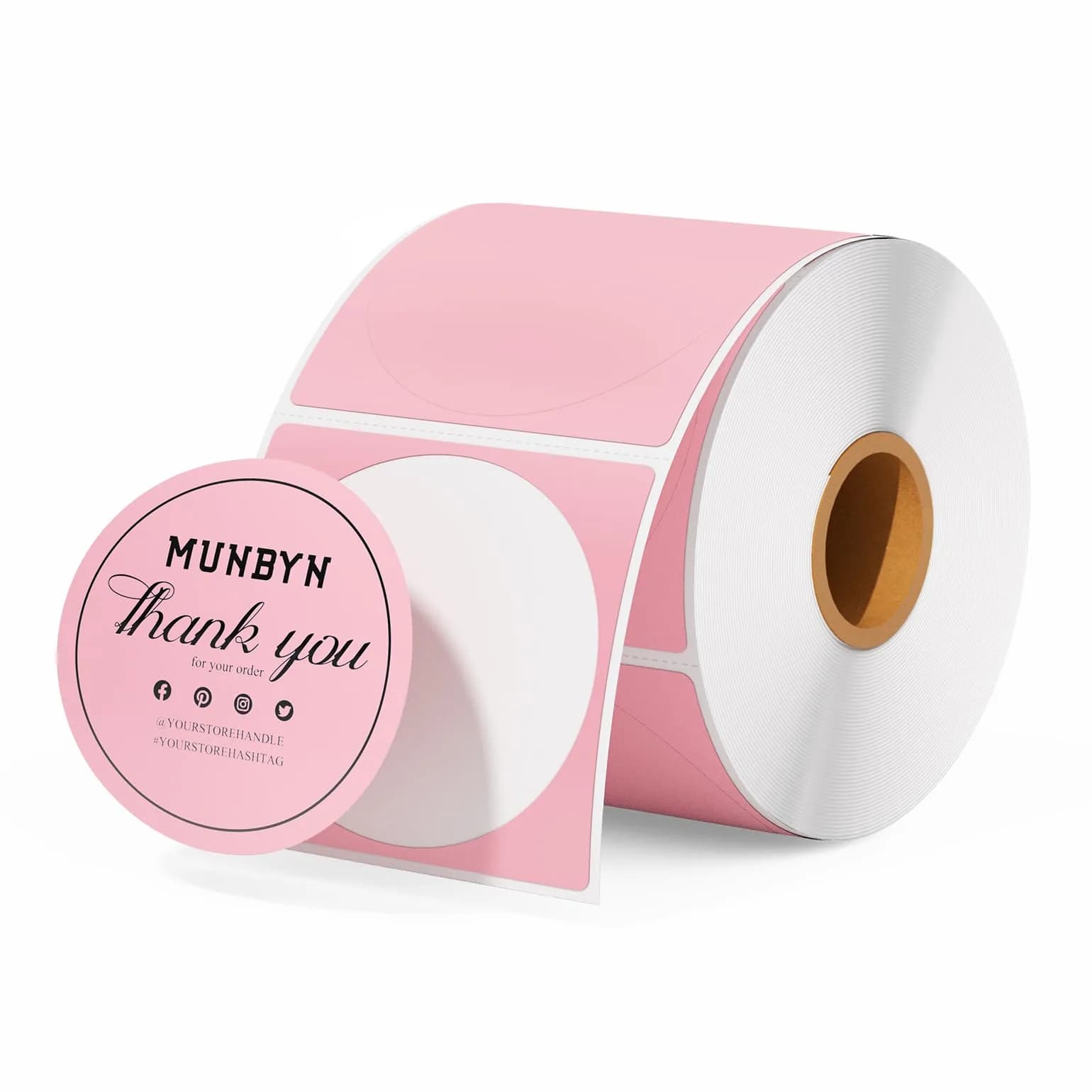 MUNBYN 2 Inch Pink Circle Thermal Labels, 750 Labels/Roll | Professional Grade for DIY Crafters