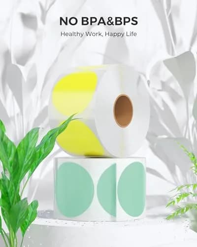 MUNBYN 2 Inch Round Thermal Labels, White Pink Green Yellow, 3000 Sheets/4 Rolls | Direct Thermal Printing for DIY & Business thumbnail 4