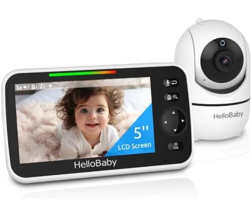 HelloBaby HB6550 No WiFi Baby Monitor 5" Screen with Camera & 2-Way Talk | 30-Hour Battery & 1000ft Range thumbnail 1