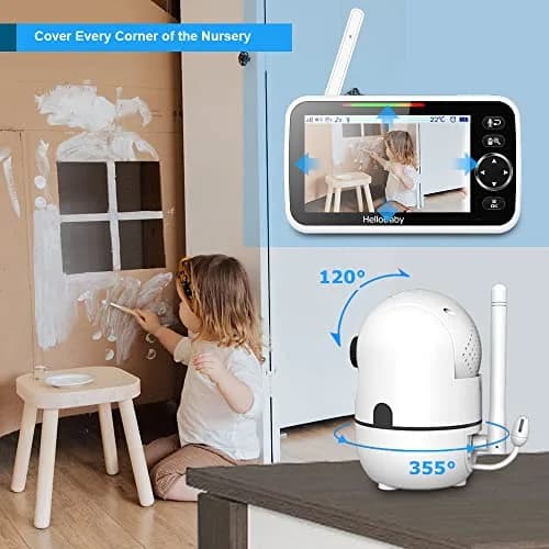 HelloBaby HB6550 No WiFi Baby Monitor 5" Screen with Camera & 2-Way Talk | 30-Hour Battery & 1000ft Range thumbnail 7