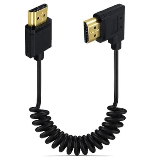 Kework 1.2m (3.9ft) HDMI 2.0 Coiled Cable, Right Angle 4K@60Hz | 18Gbps High Speed thumbnail 1