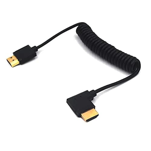 Kework 1.2m (3.9ft) HDMI 2.0 Coiled Cable, Right Angle 4K@60Hz | 18Gbps High Speed thumbnail 2