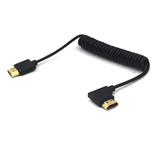 Kework Left Angle HDMI 2.0 Coiled Cable 1.2m (3.9ft) | 4K@60Hz, 18Gbps High Speed thumbnail 4