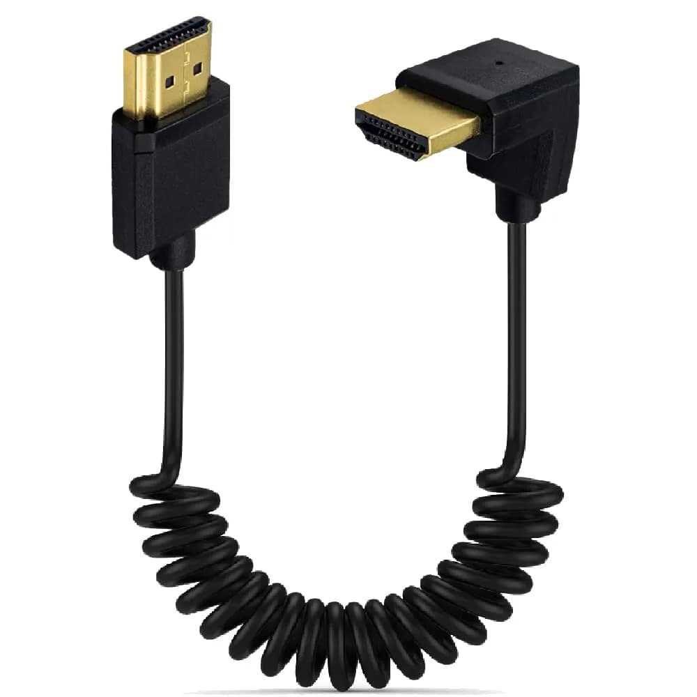 Kework 1.2m (3.9ft) HDMI 2.0 Coiled Cable, Right Angle 4K@60Hz | 18Gbps High Speed — Up Angle