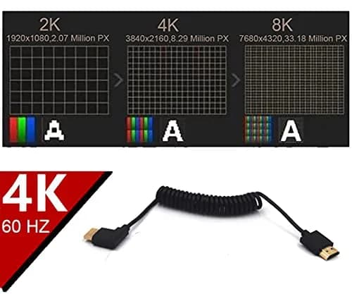 Kework 1.2m (3.9ft) HDMI 2.0 Coiled Cable with Up Angle Connector | Supports 4K@60Hz, 18Gbps thumbnail 5