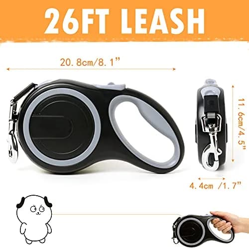 MK-DEF 26Ft Retractable Dog Leash | Heavy Duty Nylon Tape, Anti-Slip Handle, Tangle-Free (Large Size) thumbnail 2