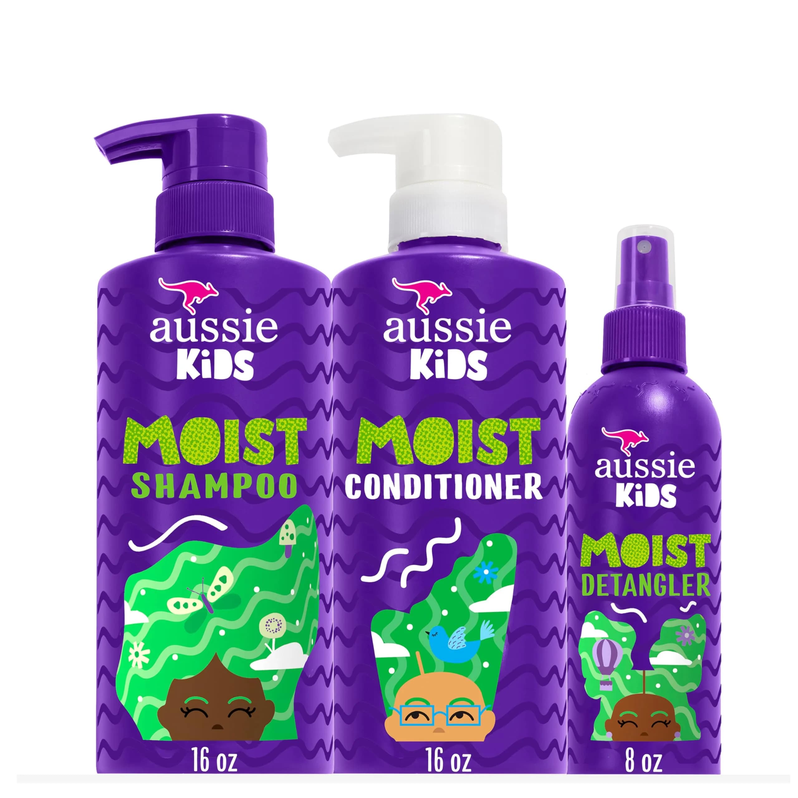 Aussie Kids Hair Care Bundle Set Including: Shampoo (16 Fl Oz), Conditioner (16 Fl Oz) & Detangler Spray (8 Fl Oz) | Paraben-Free, Sulfate-Free, Cruelty-Free - main product image