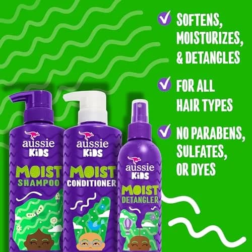 Aussie Kids Hair Care Bundle Set Including: Shampoo (16 Fl Oz), Conditioner (16 Fl Oz) & Detangler Spray (8 Fl Oz) | Paraben-Free, Sulfate-Free, Cruelty-Free thumbnail 2