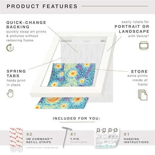 MCS QIK FRAME Artwork Frame, White, 9x12 in | Quick Change Design thumbnail 4