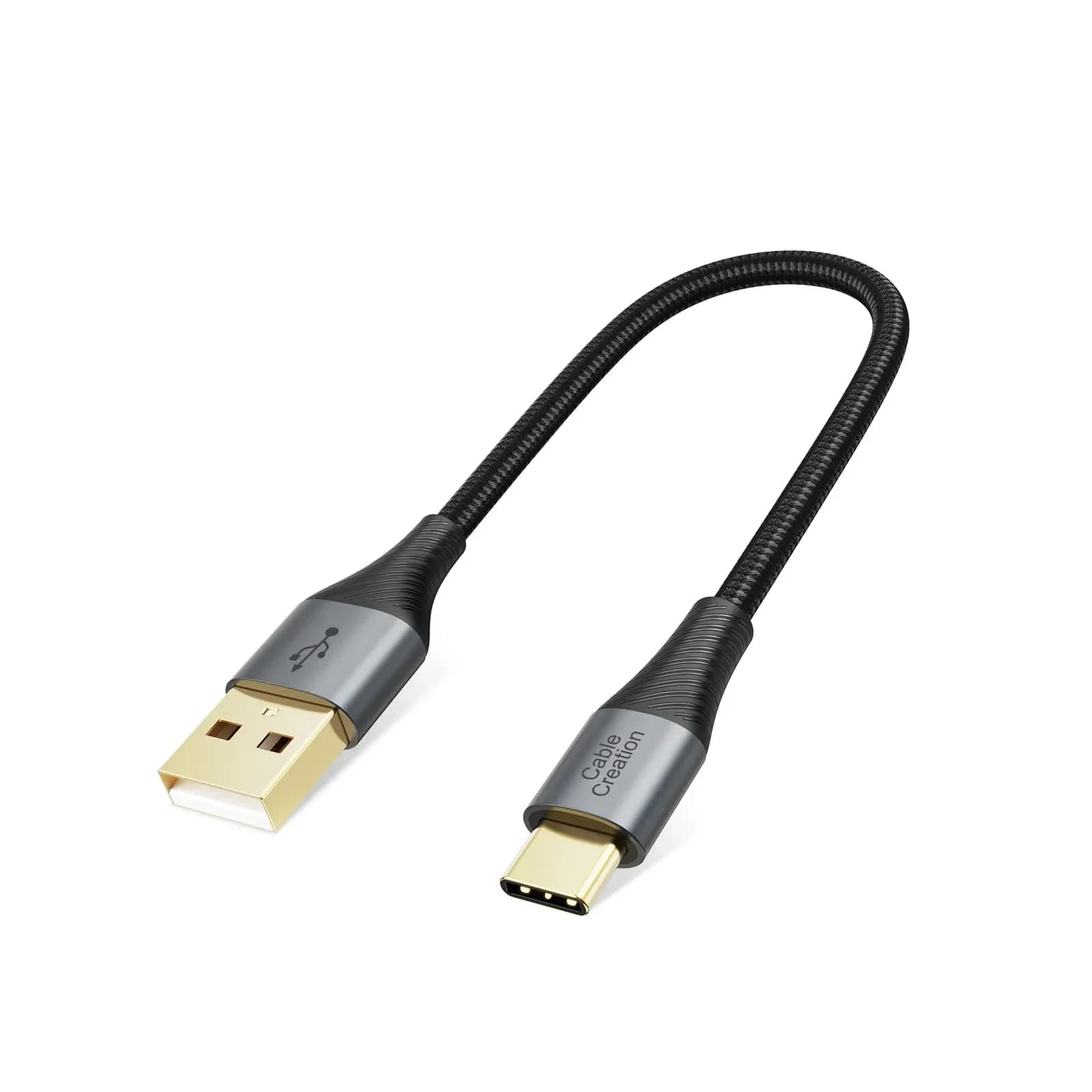 CableCreation Short USB A to USB C Cable 0.8ft (0.2m) | Braided Charger Cord for Fast Charging & Data Sync - main product image