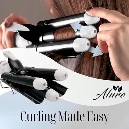 Alure Three Barrel Curling Iron Wand, 1 Inch Ceramic Tourmaline Hair Waver | Rapid Heat Up, Precise Control, Dual Voltage thumbnail 5