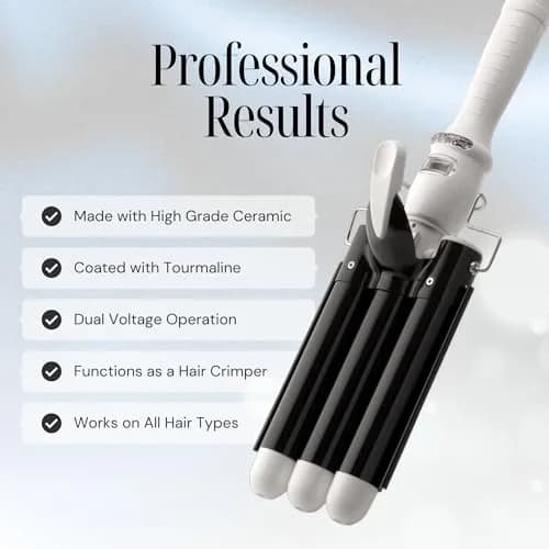 Alure Three Barrel Curling Iron Wand, 1 Inch Ceramic Tourmaline Hair Waver | Rapid Heat Up, Precise Control, Dual Voltage thumbnail 3