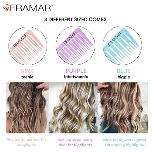 FRAMAR Dreamweaver Highlight Comb Set, Hair Dye Comb – 3 Pack Pastel | Lightweight, Static Free & Durable thumbnail 2