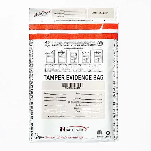 INSAFEPACK 12"x16" Bank Deposit Bags (100 Count) | Tamper Evident Security Pockets thumbnail 1
