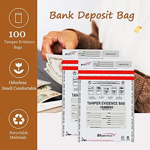 INSAFEPACK 12"x16" Bank Deposit Bags (100 Count) | Tamper Evident Security Pockets thumbnail 5