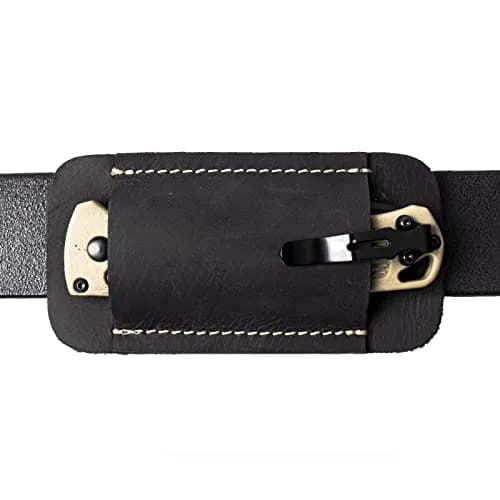 Topstache Handmade Leather Knife Sheath for Belt, Horizontal Carry EDC Pocket Organizer for Men, Size S, Black | Fits 2" Belts thumbnail 1