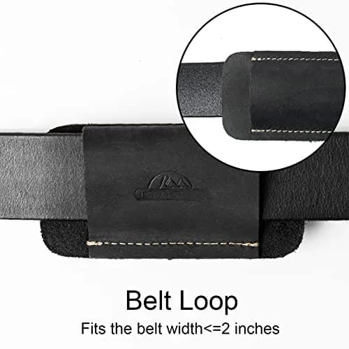 Topstache Handmade Leather Knife Sheath for Belt, Horizontal Carry EDC Pocket Organizer for Men, Size S, Black | Fits 2" Belts thumbnail 5