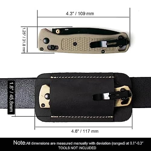 Topstache Handmade Leather Knife Sheath for Belt, Horizontal Carry EDC Pocket Organizer for Men, Size S, Black | Fits 2" Belts thumbnail 3