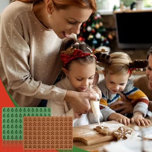 AnyDesign Christmas Silicone Molds 2Pcs | Xmas Tree & Gingerbread Candy & Cake Decor thumbnail 6