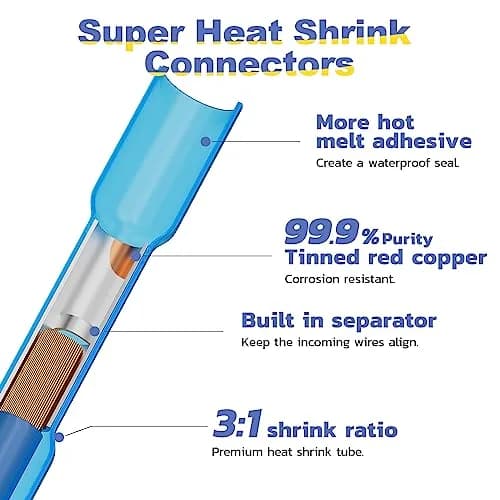 haisstronica 660PCS Heat Shrink Butt Connectors Kit, AWG 22-10, Waterproof, Tinned Copper | 3 Colors, 3 Sizes thumbnail 4