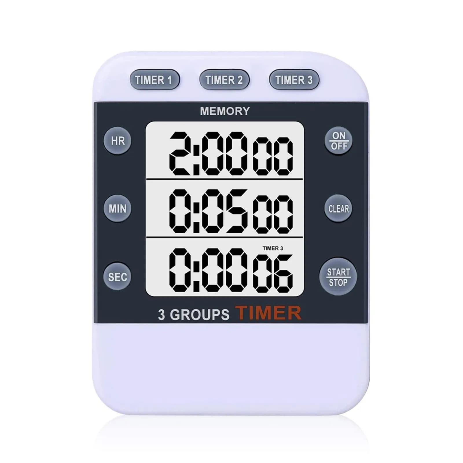 MOSTRUST Digital Dual Kitchen Timer, 3 Channels, Count Up/Down, Large Display, Magnet & Stand, AAA Batteries Included - main product image