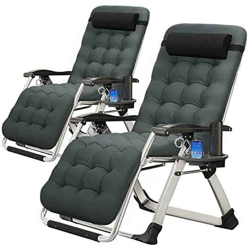 MOPHOTO Zero Gravity Chair, Outdoor Padded Lounge Chair with Side Table, Supports up to 200kg (440lbs) thumbnail 1