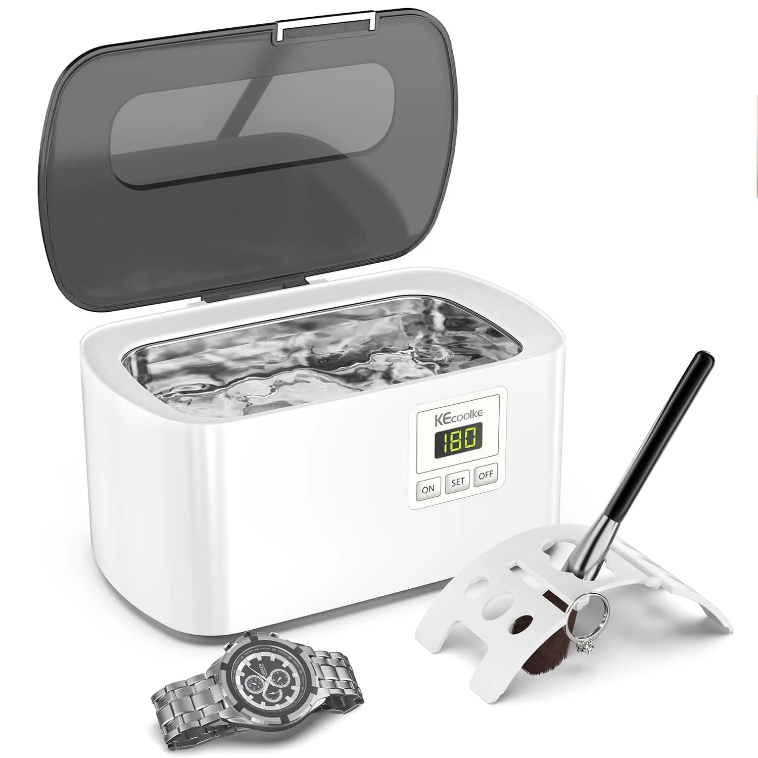 KECOOLKE Ultrasonic Jewelry Cleaning Machine 600ml (0.6 L) | 48000 Vibrations/Min for Deep Cleaning - main product image
