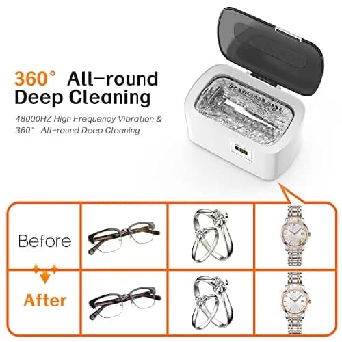 KECOOLKE Ultrasonic Jewelry Cleaning Machine 600ml (0.6 L) | 48000 Vibrations/Min for Deep Cleaning thumbnail 5