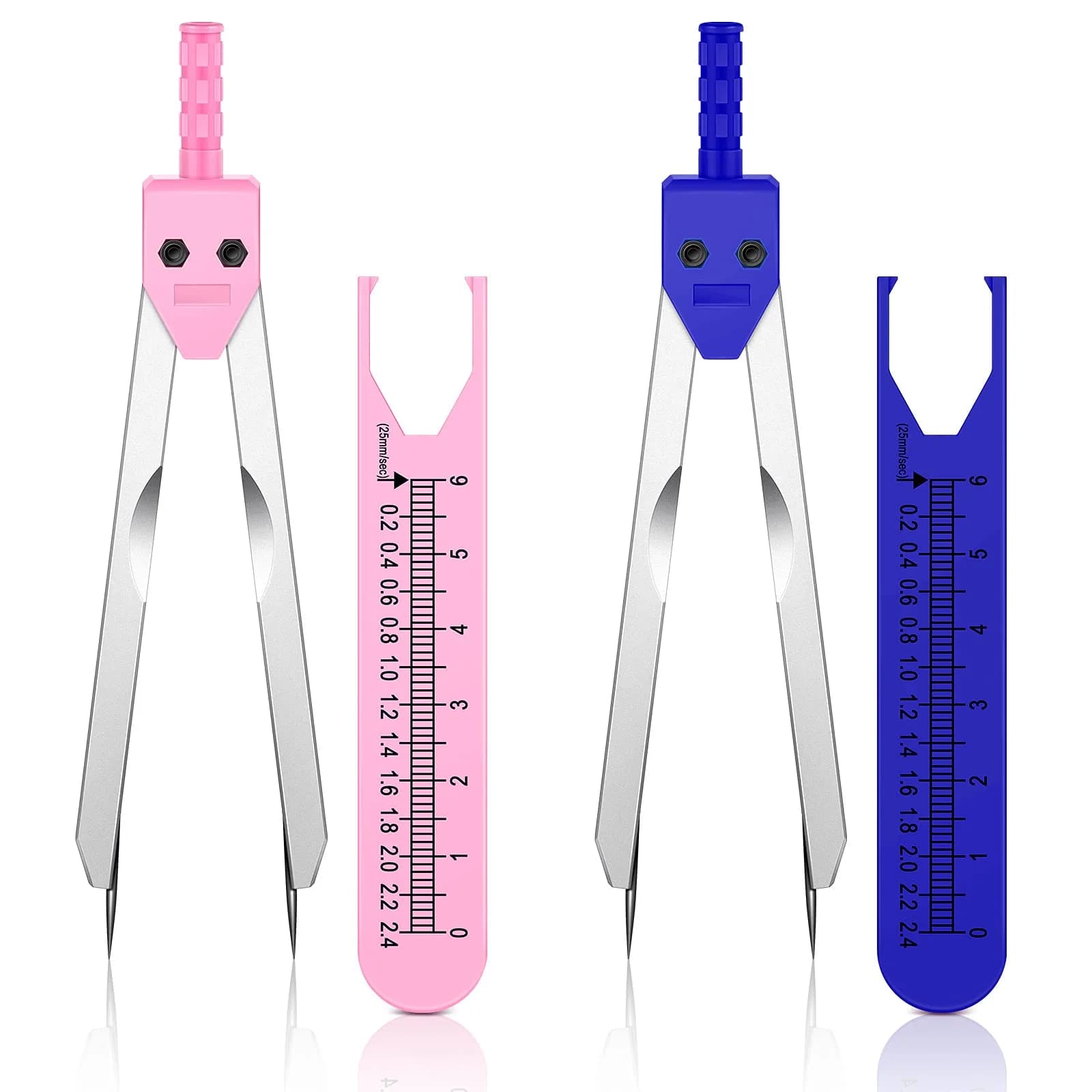 Frienda Blue EKG Calipers with Ruler | 18 cm (7.05 Inch) Stainless Steel Medical Tool — Blue, Pink