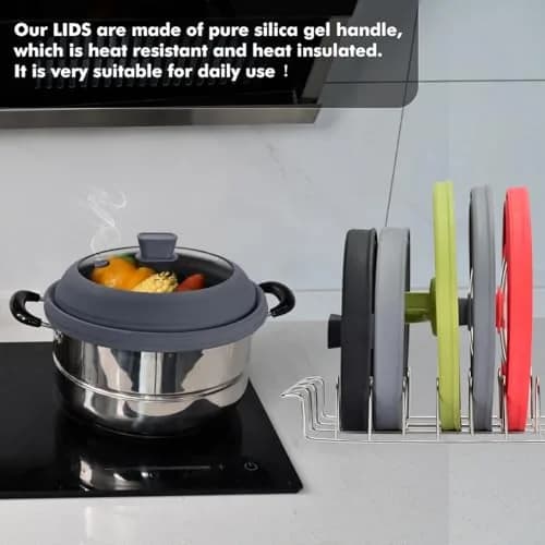 GLOU-GLOU GOOSE GGG Microwave Splatter Cover Glass Lid 10.8 inch Light Grey | Collapsible Silicone, Tempered Glass thumbnail 6