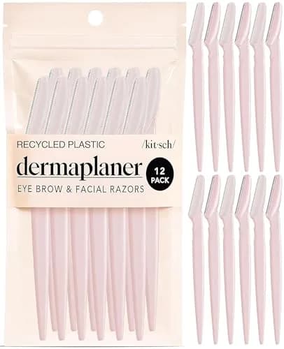 Kitsch Dermaplane Razor for Women Face – Blush, 12 Count (Pack of 1) | Gentle Exfoliation & Facial Hair Removal thumbnail 1
