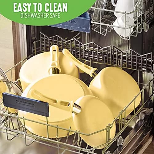 GreenLife Soft Grip 1QT & 2QT Saucepan Set | Healthy Ceramic Nonstick, Toxin-Free, Dishwasher Safe, Yellow thumbnail 2