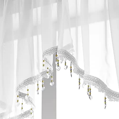 PearAge Beaded Triangle Sheer Valance Curtains 51x24 Inches | Elegant Farmhouse Window Decor thumbnail 6