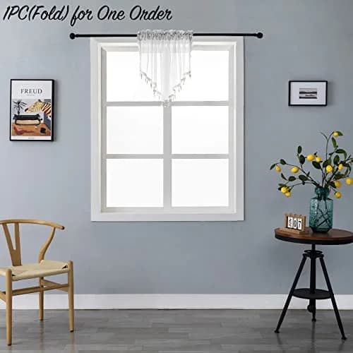 PearAge Beaded Triangle Sheer Valance Curtains 51x24 Inches | Elegant Farmhouse Window Decor thumbnail 2