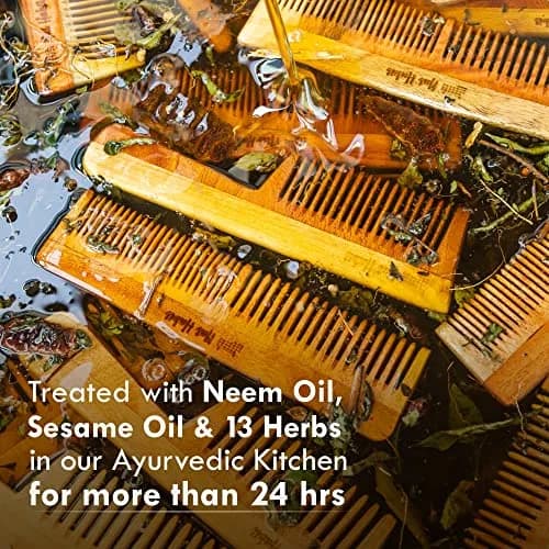 Nat Habit Back To Natural Neem Comb 18-20cm Brown | Handmade Neem Wooden Comb for Hair Growth & Stress Relief thumbnail 3