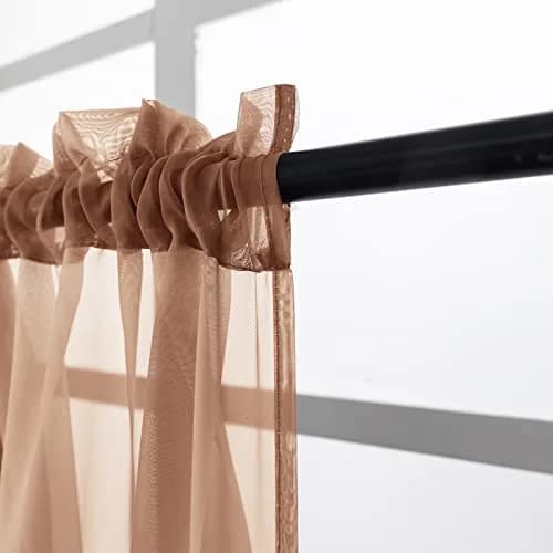 PearAge Beaded Sheer Valance Curtains 51x24 Inches | Vintage Bead Trim Tassel Voile Sheer Curtain for Bedroom & Living Room thumbnail 7