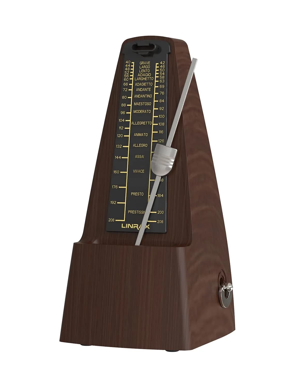 LINRAX M2 Mechanical Metronome for Piano Guitar Bass Ukulele Drum Violin Cello Saxophone Trumpet and Other Musical Instruments, Track Tempo and Beat, Loud Sound, High Precision, Wood Grain (0.52 kg / 1.15 lb) — M2