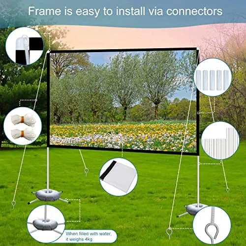 AODIOU 100 Inch Portable Projector Screen with Stand 2.84 kg (6.27 lb) | Foldable Anti-Crease Outdoor Movie Screen thumbnail 5
