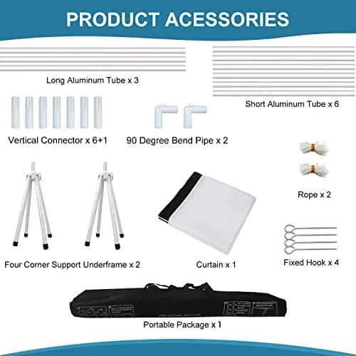 AODIOU 100 Inch Portable Projector Screen with Stand 2.84 kg (6.27 lb) | Foldable Anti-Crease Outdoor Movie Screen thumbnail 8