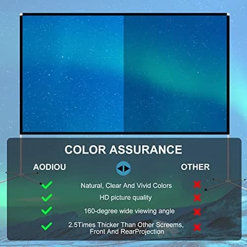 AODIOU 100 Inch Portable Projector Screen with Stand 2.84 kg (6.27 lb) | Foldable Anti-Crease Outdoor Movie Screen thumbnail 10